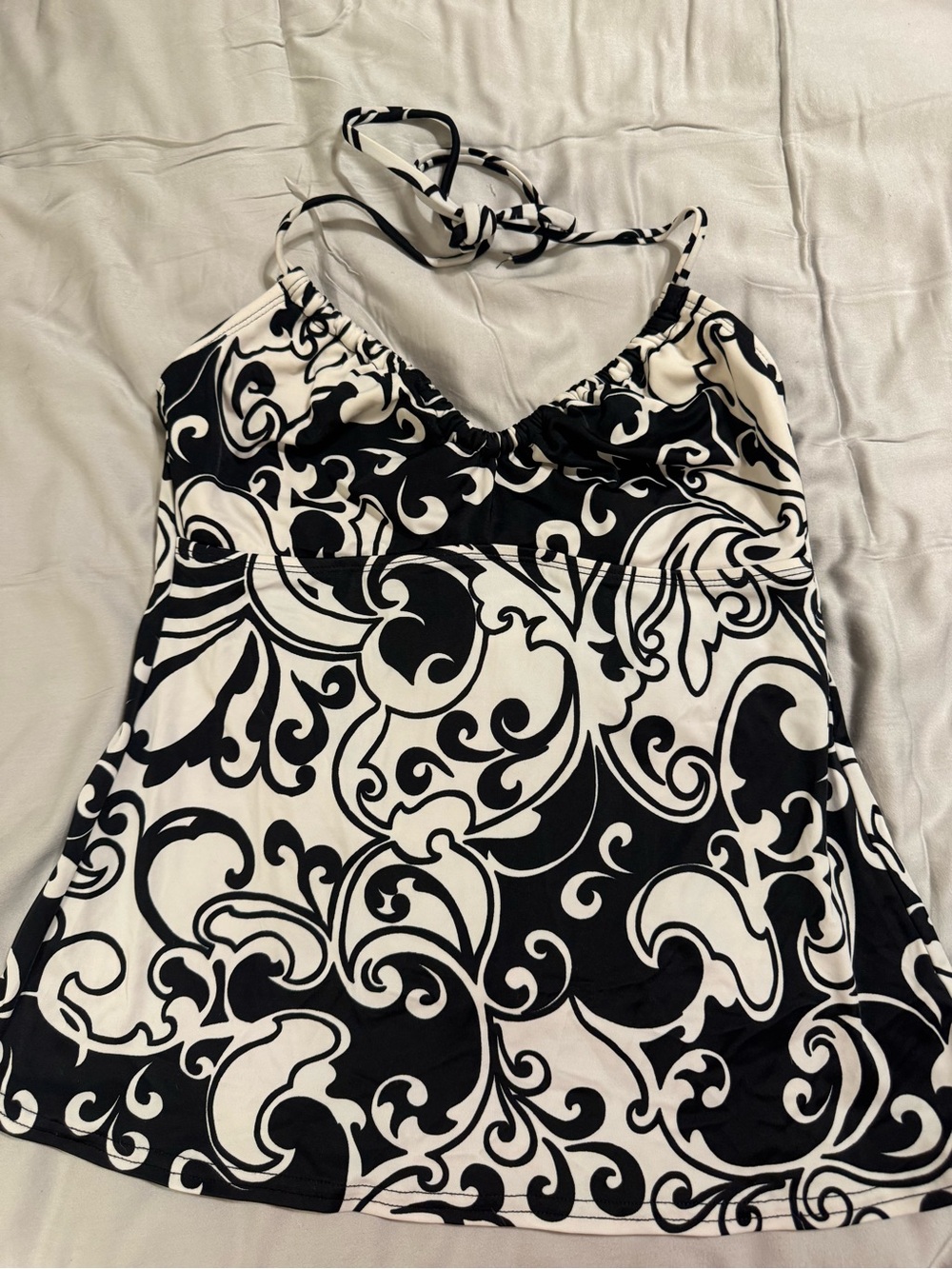LuLaRoe Black and White Abstract Swirl Tankini Top